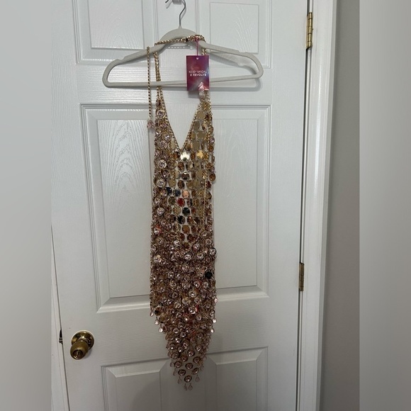 New Kelsey Chainmail Dress in Pink & Gold - Picture 12 of 13